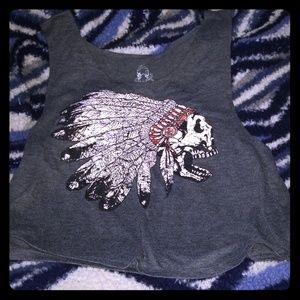 Native American headdress skull tank top